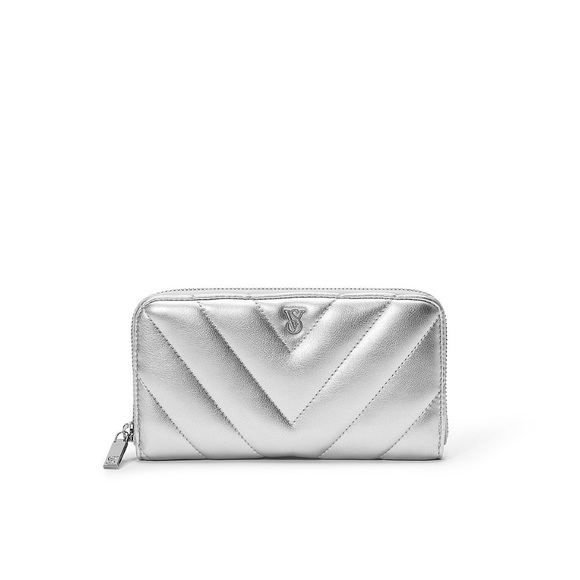 Victoria’s Secret Large Wallet With Silver Zip, Gray.  New with tags. VS - Picture 1 of 10